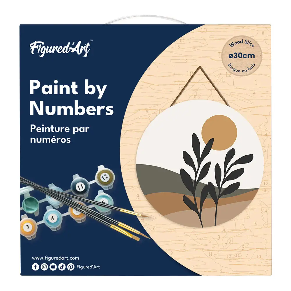 FIGURED'ART Peinture par Numéro sur Disque en bois - Paysage et Plante