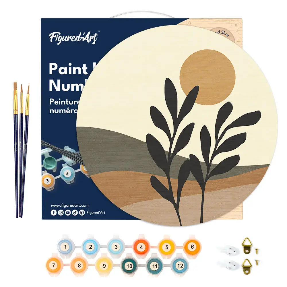 FIGURED'ART Peinture par Numéro sur Disque en bois - Paysage et Plante