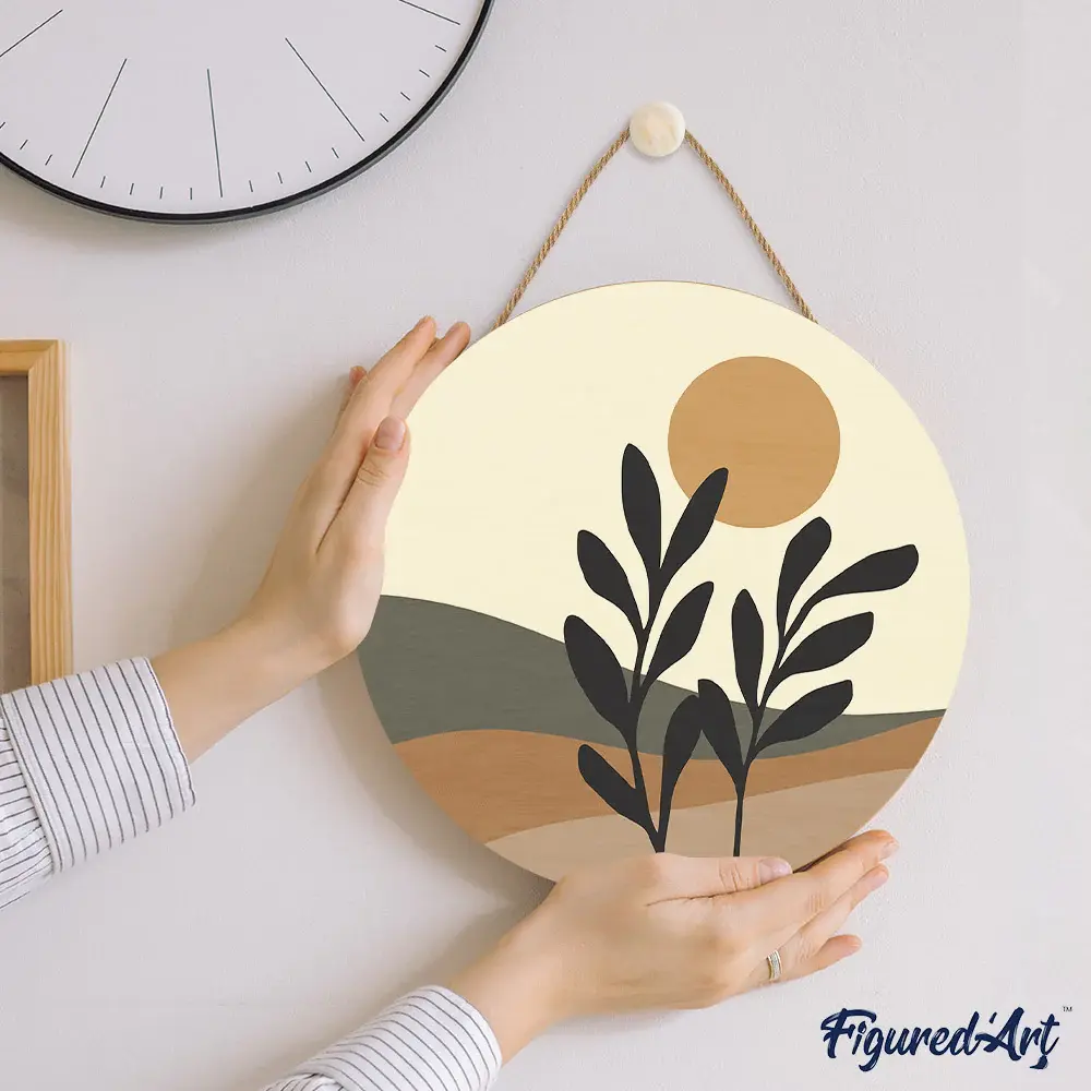 FIGURED'ART Peinture par Numéro sur Disque en bois - Paysage et Plante