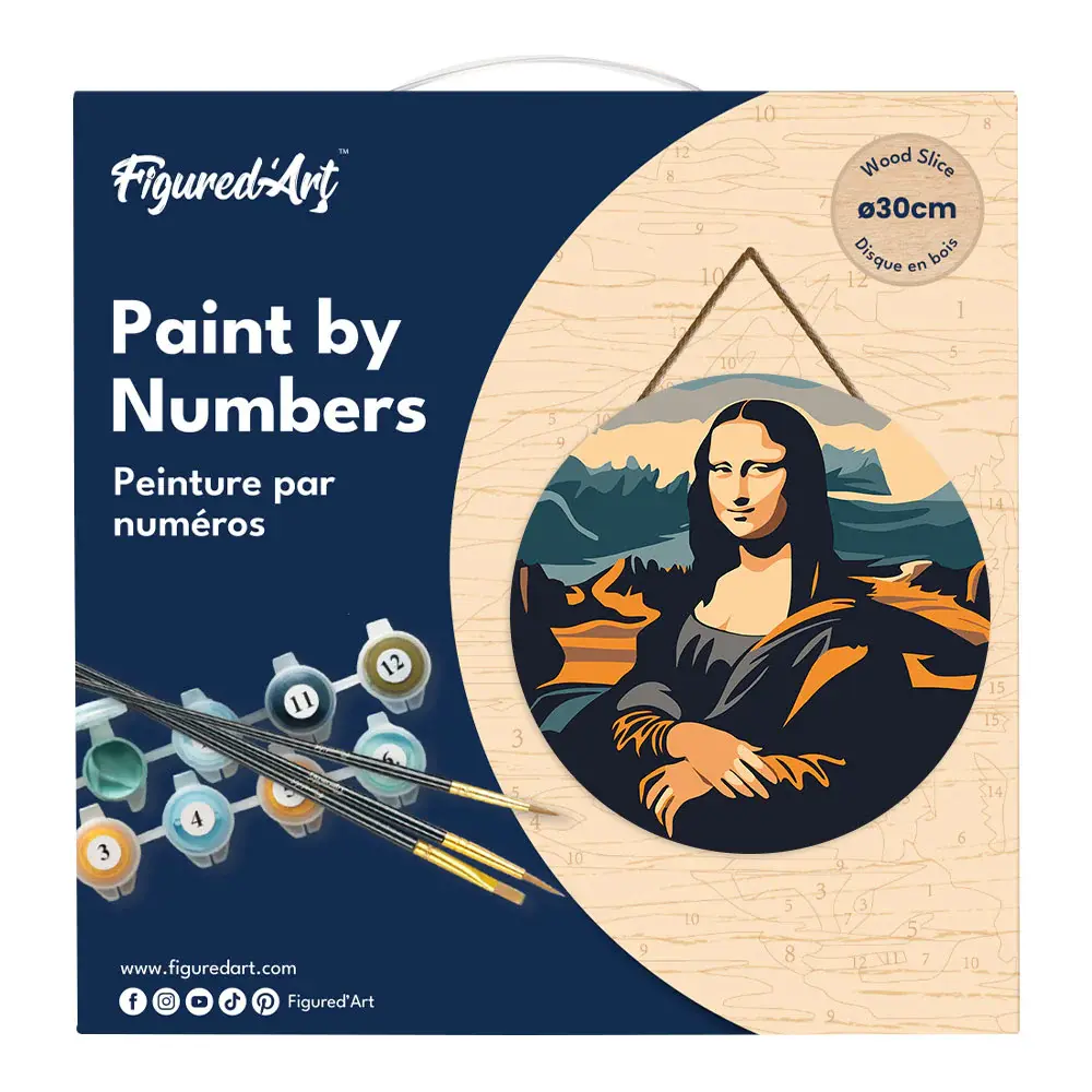 FIGURED'ART Peinture par Numéro sur Disque en bois - Mona Lisa La Joconde