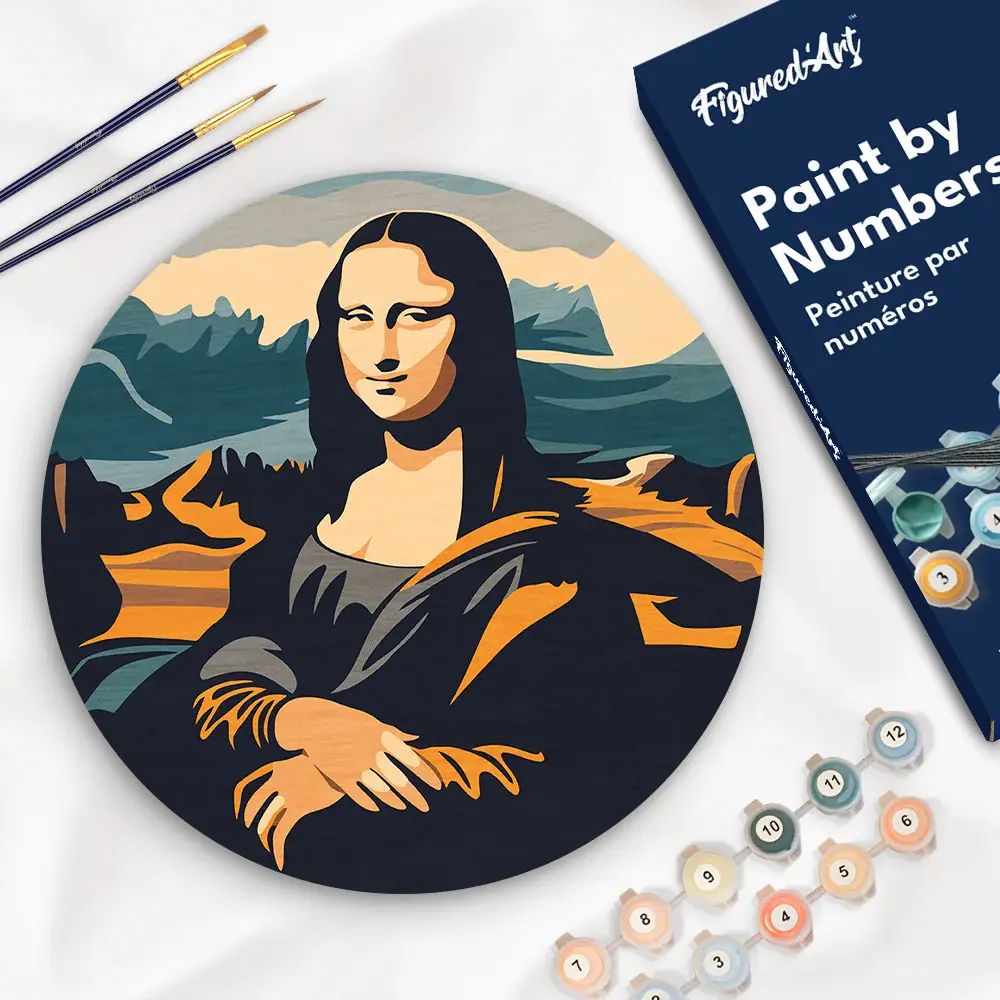 FIGURED'ART Peinture par Numéro sur Disque en bois - Mona Lisa La Joconde