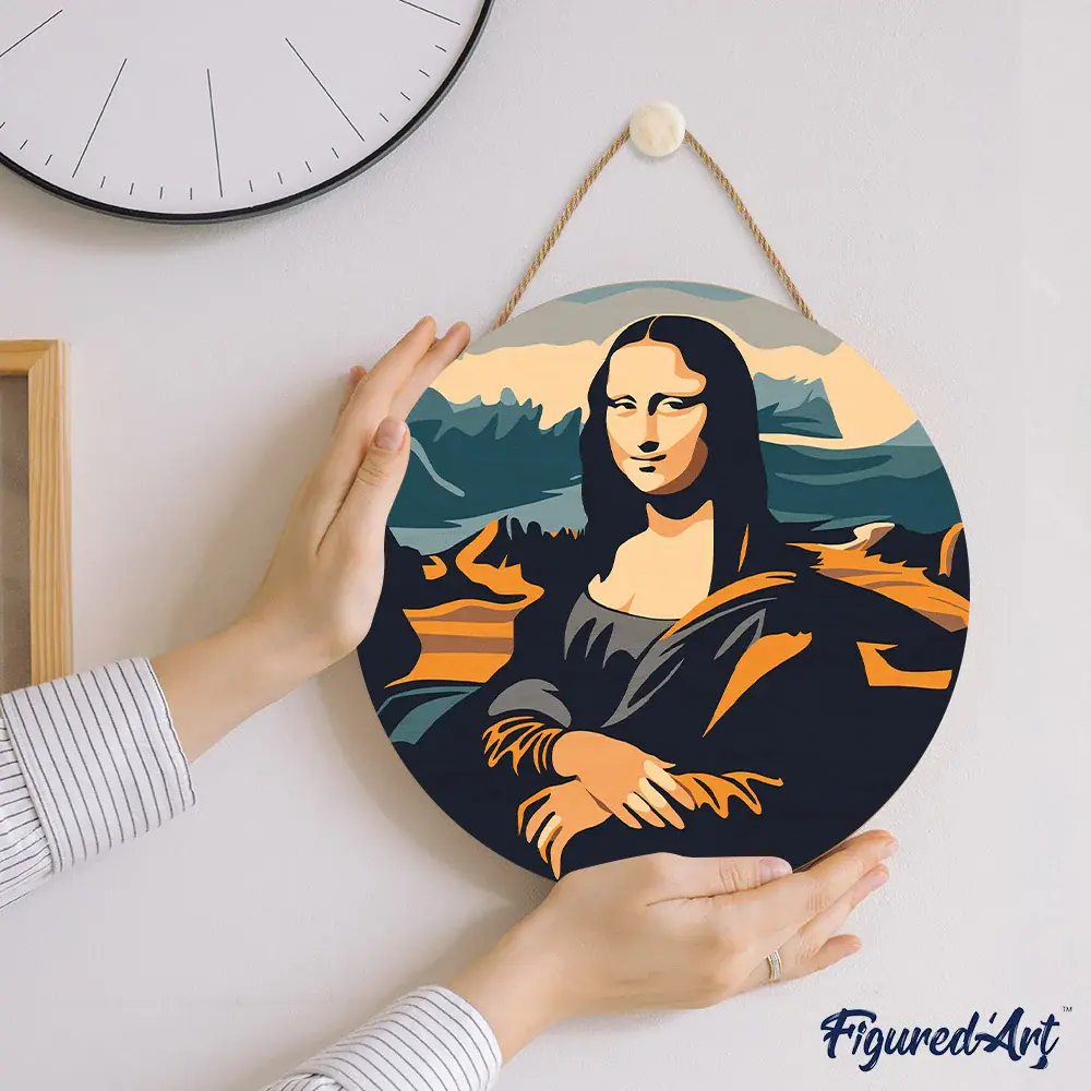 FIGURED'ART Peinture par Numéro sur Disque en bois - Mona Lisa La Joconde