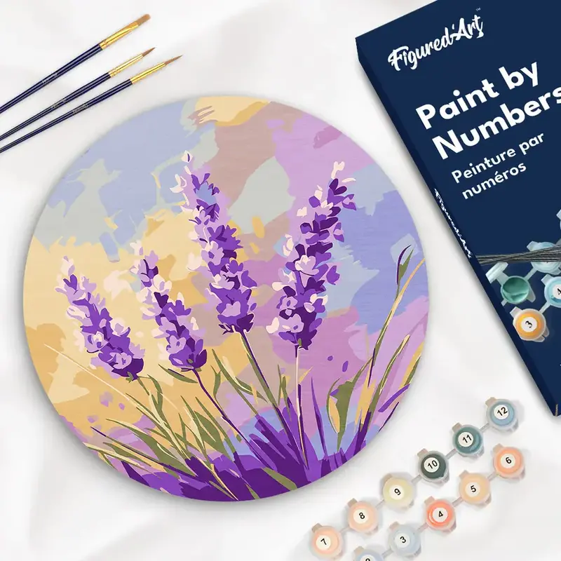 FIGURED'ART Peinture par Numéro sur Disque en bois - Lavande