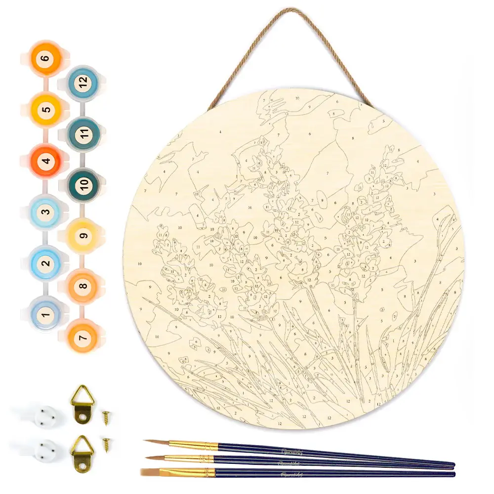 FIGURED'ART Peinture par Numéro sur Disque en bois - Lavande