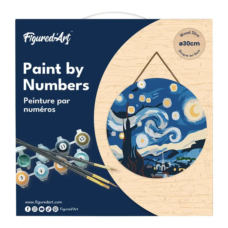 FIGURED'ART Peinture par Numéro sur Disque en Bois - Nuit étoilée