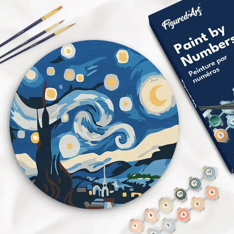 FIGURED'ART Peinture par Numéro sur Disque en Bois - Nuit étoilée