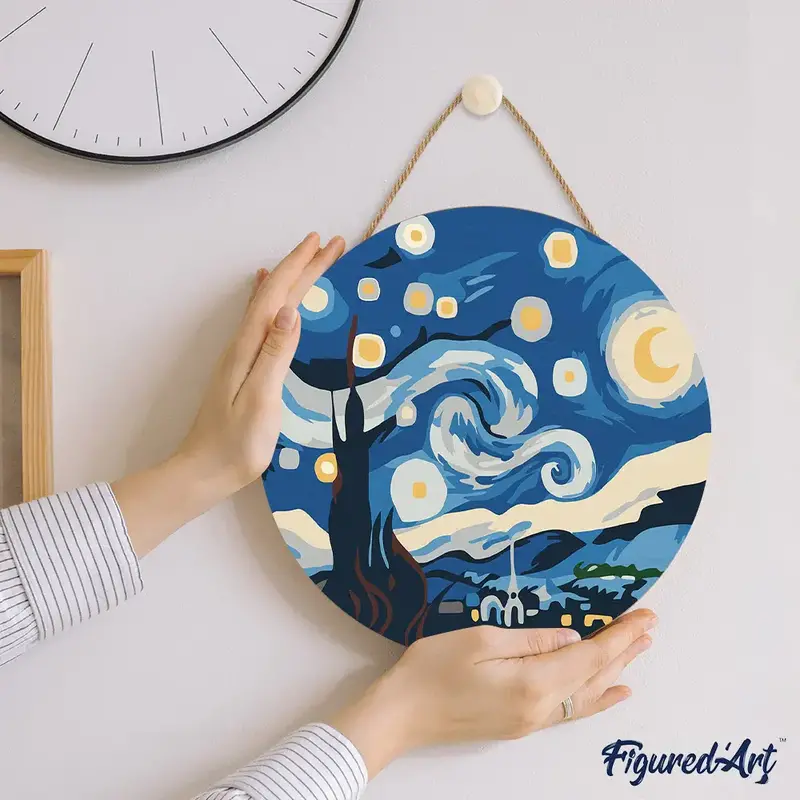 FIGURED'ART Peinture par Numéro sur Disque en Bois - Nuit étoilée