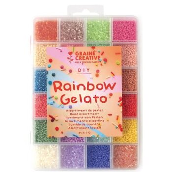 GRAINE CREATIVE Assortiment De Perles Rainbow Gelato 24 Couleurs Diam 2Mm 7G/Coul