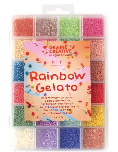 GRAINE CREATIVE Assortiment De Perles Rainbow Gelato 24 Couleurs Diam 2Mm 7G/Coul