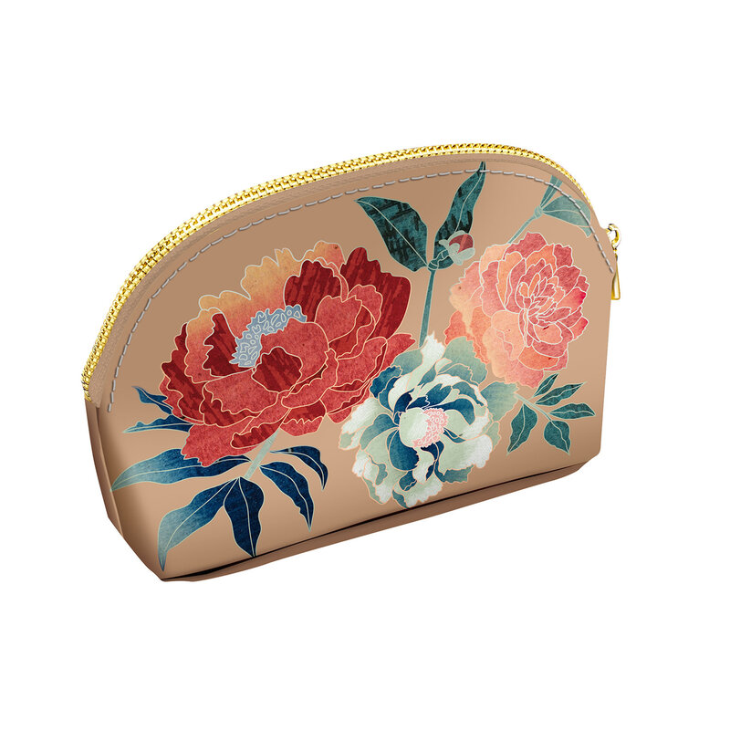 EDITIONS DU DESASTRE Pepakura- Trousse Demi Lune simili cuir 19x17x9cm - Pivoine