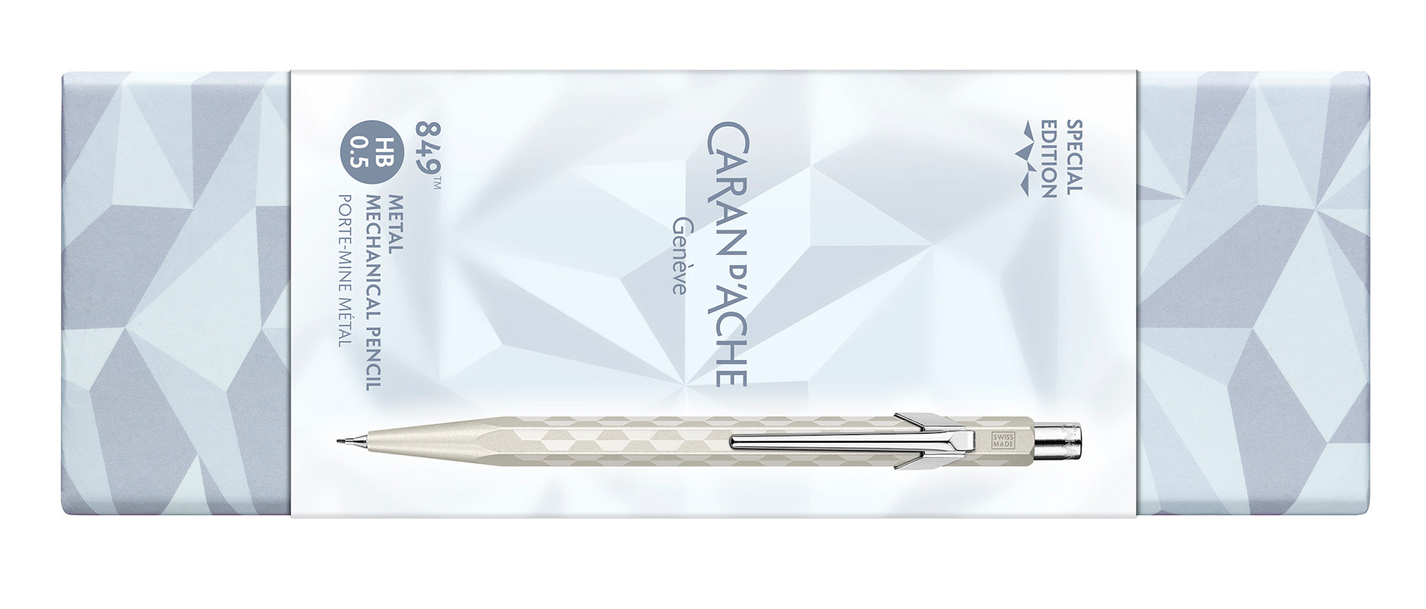 CARAN D'ACHE Porte-mine 849™ Noël 2025 Blanc, 0.5mm, en écrin carton Alpine Frost