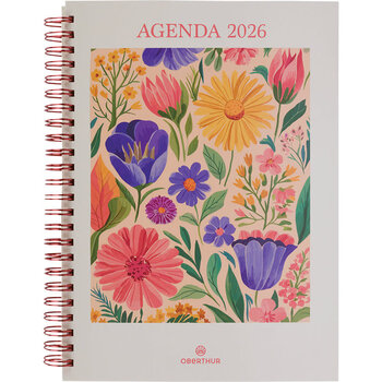 OBERTHUR Agenda Semainier A5 Wire'O Flores Cha