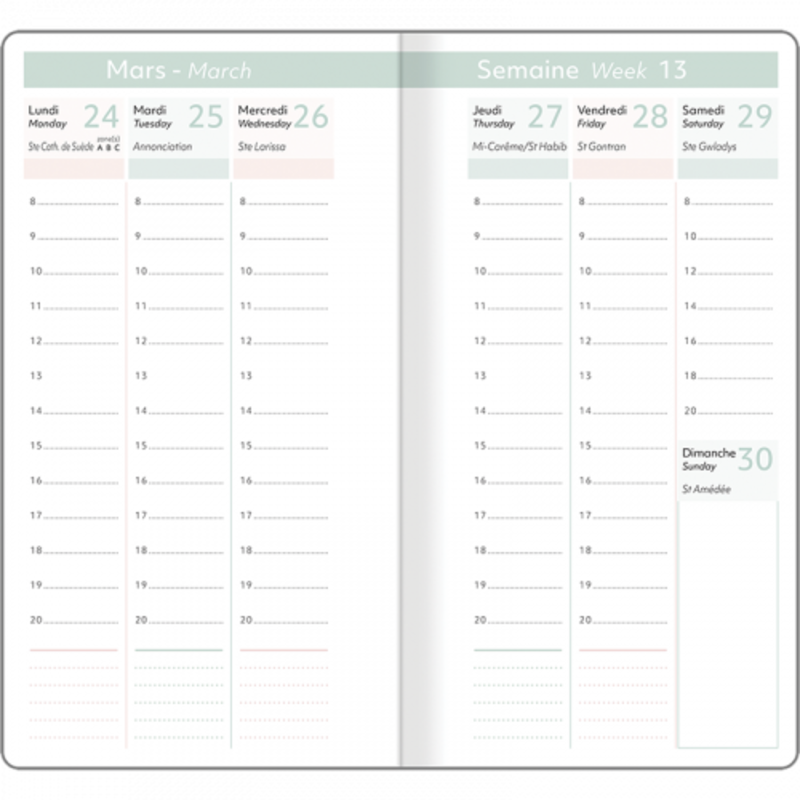 OBERTHUR Agenda Semainier Poche 16 Fsc Anahita