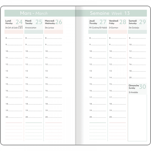 OBERTHUR Agenda Semainier Poche 16 Fsc Anahita
