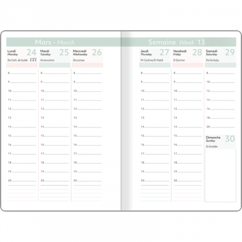 OBERTHUR Agenda Semainier 15 Fsc Anahita Creme