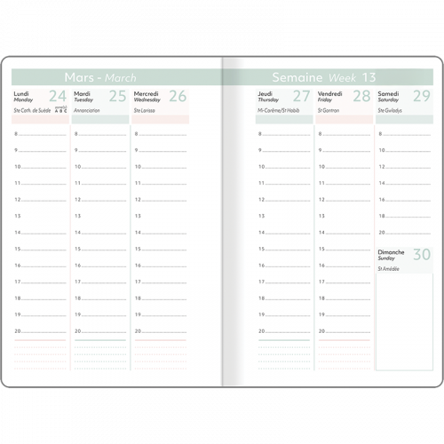 OBERTHUR Agenda Semainier 15 Fsc Anahita Rose