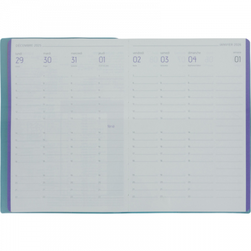 OBERTHUR Agenda Semainier A5 Colornote Bleu