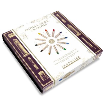 SENNELIER Coffret carton magnétique 12 pastels à l'huile + 1 bloc "Oil Pastel Pad" 340g + 1 pinceau Symbiose sculpteur + 1 chiffon