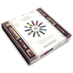 SENNELIER Coffret magnétique 12 tubes de Gouache extra-fine 10ml + 1 bloc "Gouache Pad" + 2 pinceaux Precision + 1 chiffon Sennelier