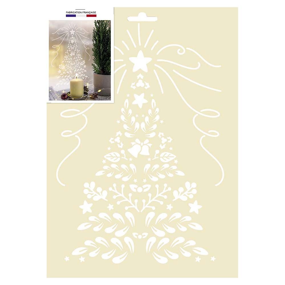 GRAINE CREATIVE Pochoir A4 Sans Sachet -  Sapin Floral