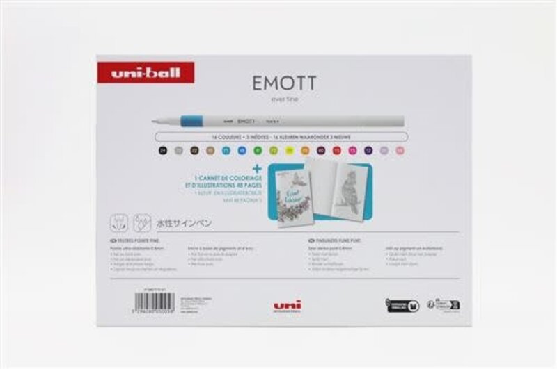 UNI-BALL Coffret Emott Art Therapie (16 Feutres + 1 Carnet Coloriage)