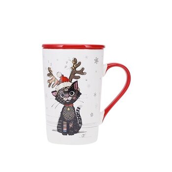 KIUB Mug Tisaniere Xl Conique Mat 435 Ml Kooks Noël Chat Noir