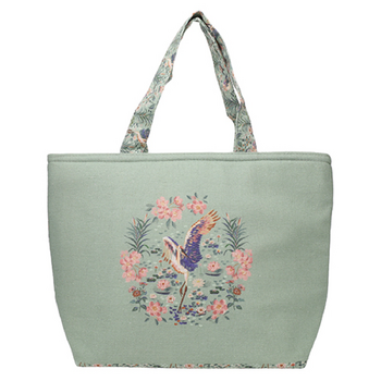 KIUB Lunch Bag Trapeze Isotherme Coton Fleurs De Fuji 21x32x12cm