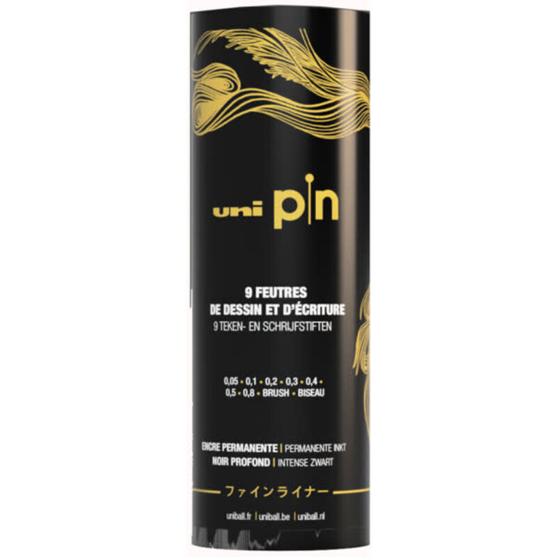 UNI-BALL Tube Metal De 9 Feutres Uni Pin 2025