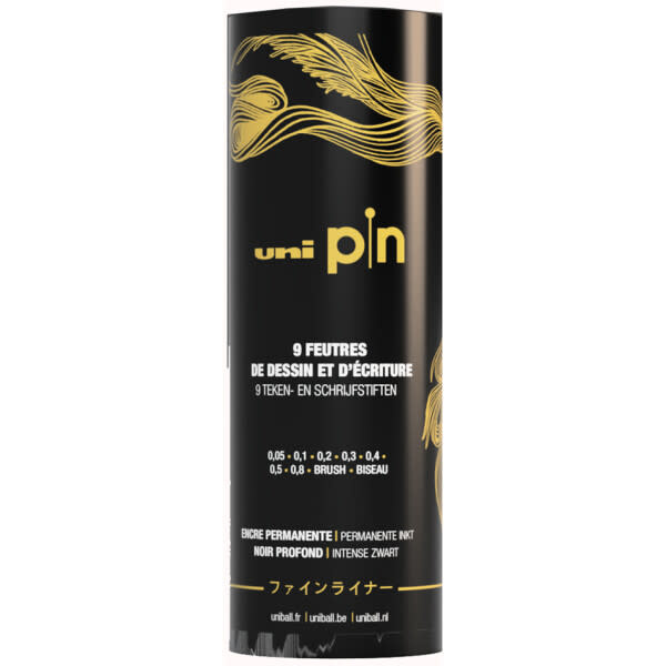 UNI-BALL Tube Metal De 9 Feutres Uni Pin 2025