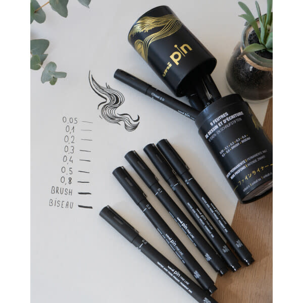 UNI-BALL Tube Metal De 9 Feutres Uni Pin 2025