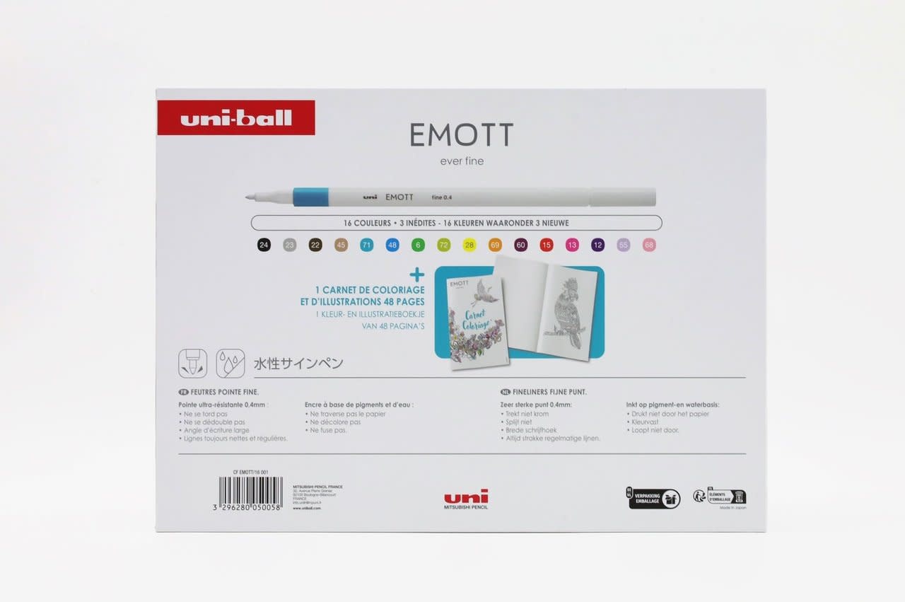 UNI-BALL Coffret Emott Art Therapie (16 Feutres + 1 Carnet Coloriage)