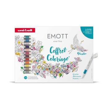 UNI-BALL Coffret Emott Art Therapie (16 Feutres + 1 Carnet Coloriage)