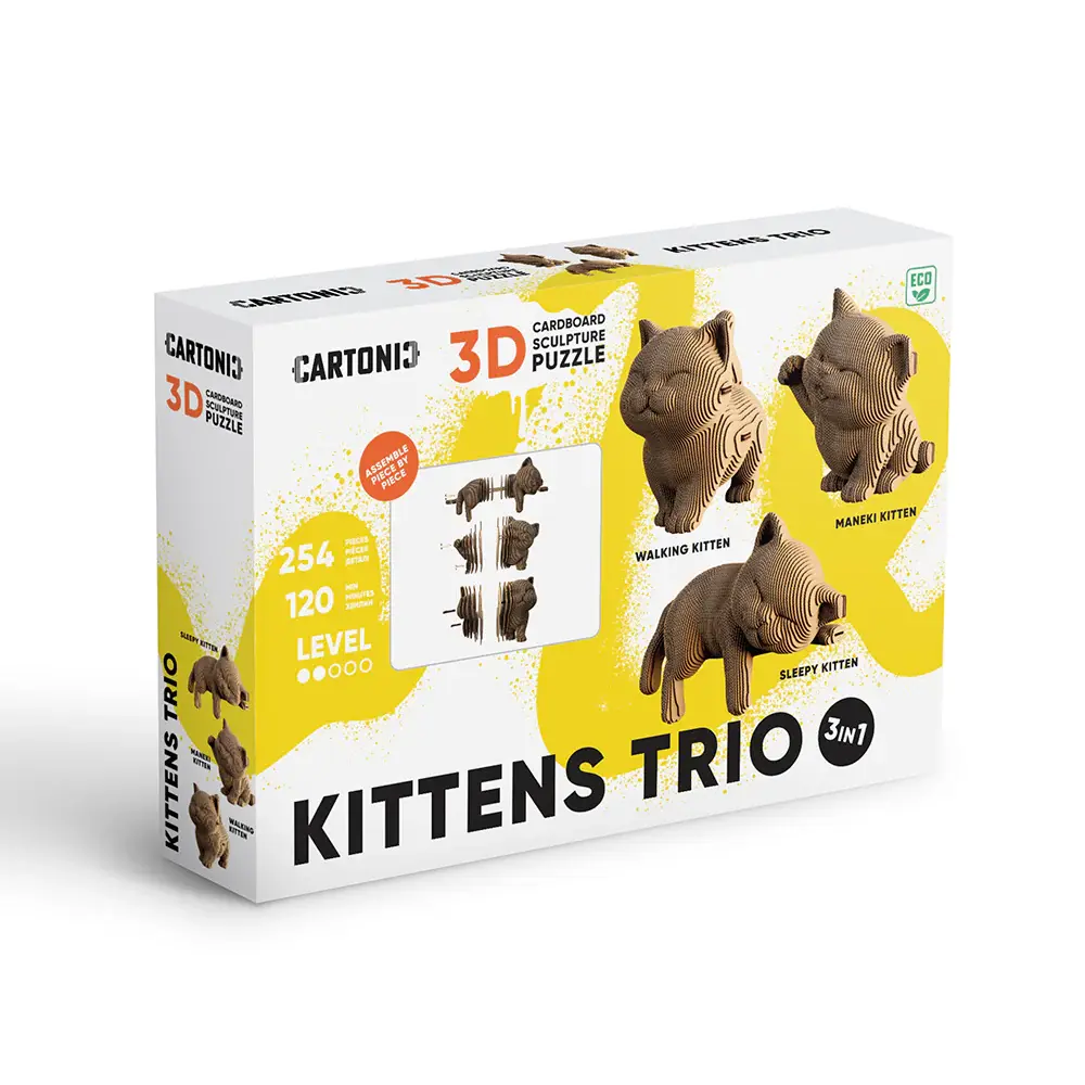 Cartonic Sculpture-Puzzle 3D - Trio de chatons