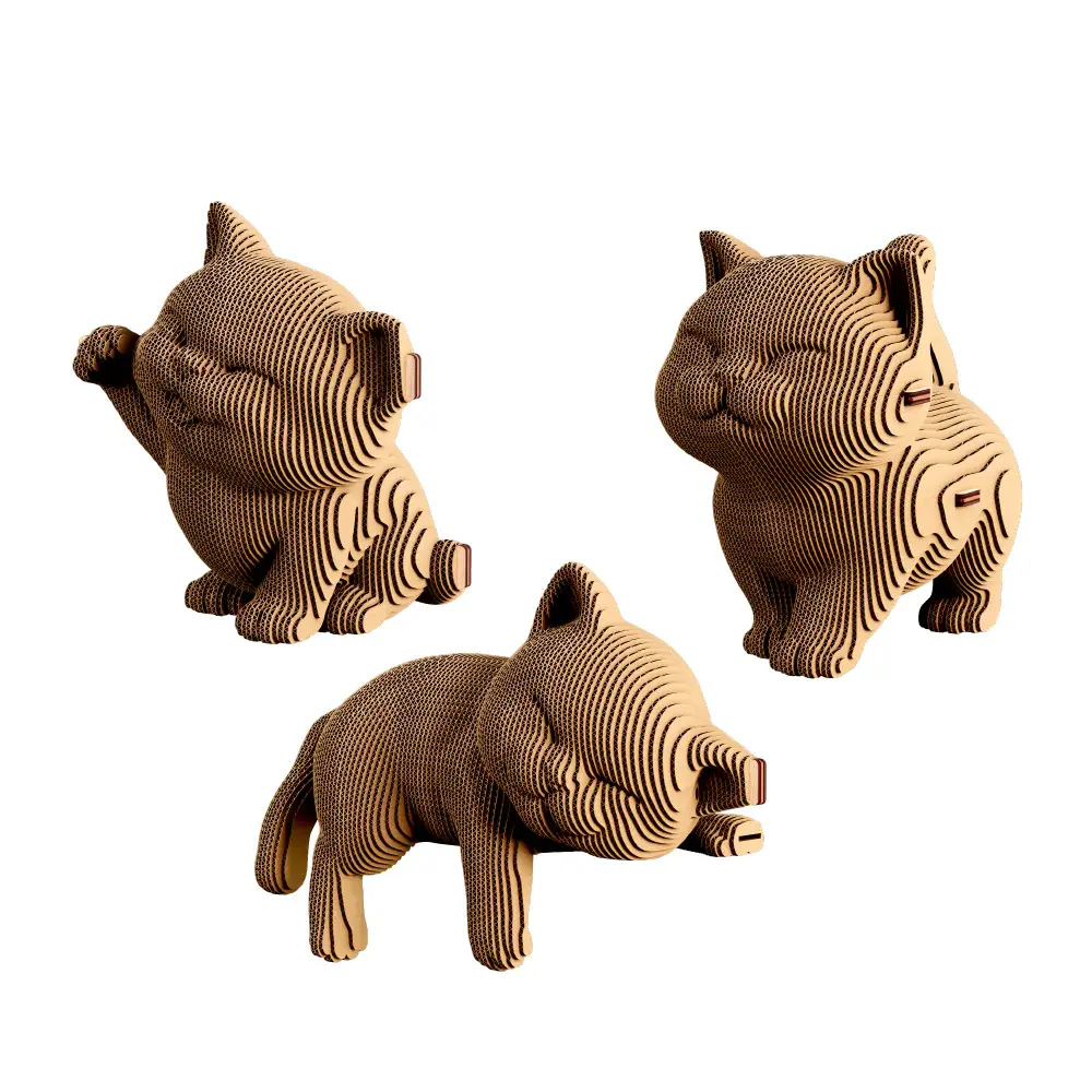 Cartonic Sculpture-Puzzle 3D - Trio de chatons