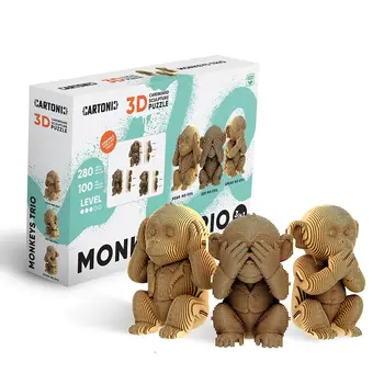 Cartonic Sculpture-Puzzle 3D - Trio Singes