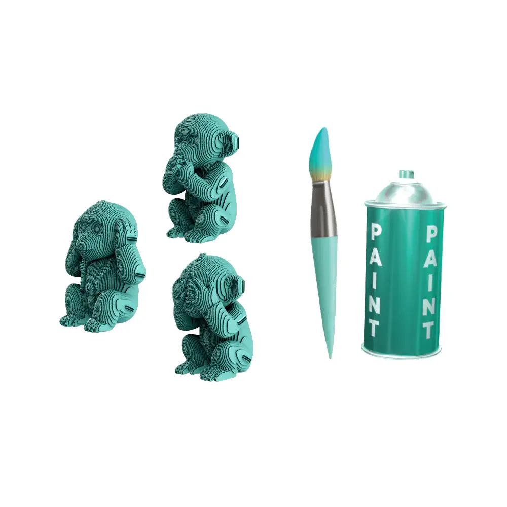 Cartonic Sculpture-Puzzle 3D - Trio Singes