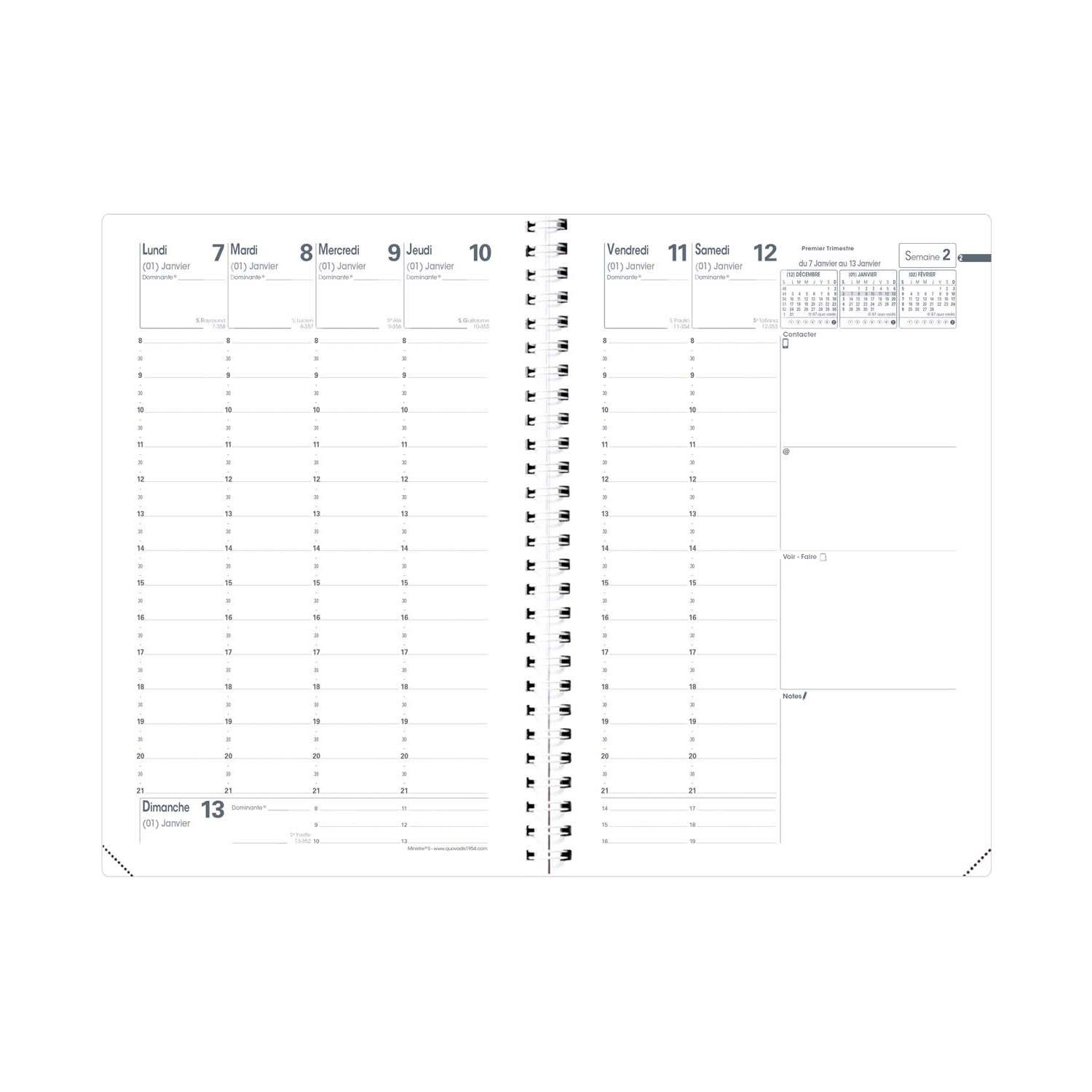 QUO VADIS Agenda Civil Ministre S semainier 16x24cm Daisy Bucolique