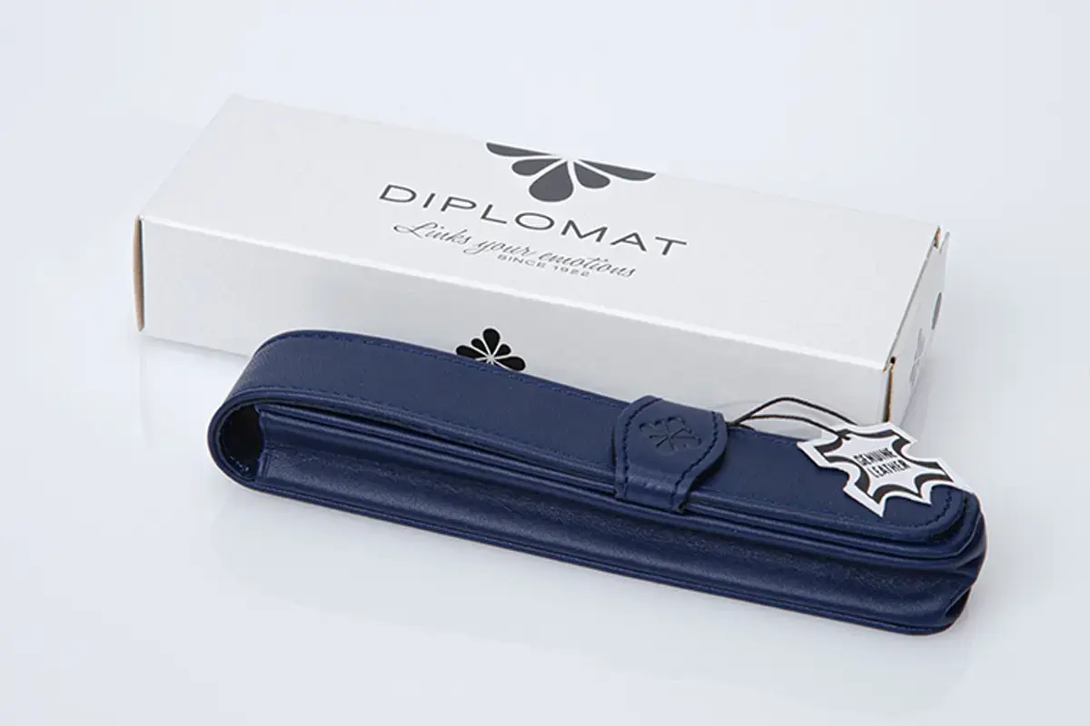 DIPLOMAT Etui cuir 1 stylo bleu "Diplomat flower"