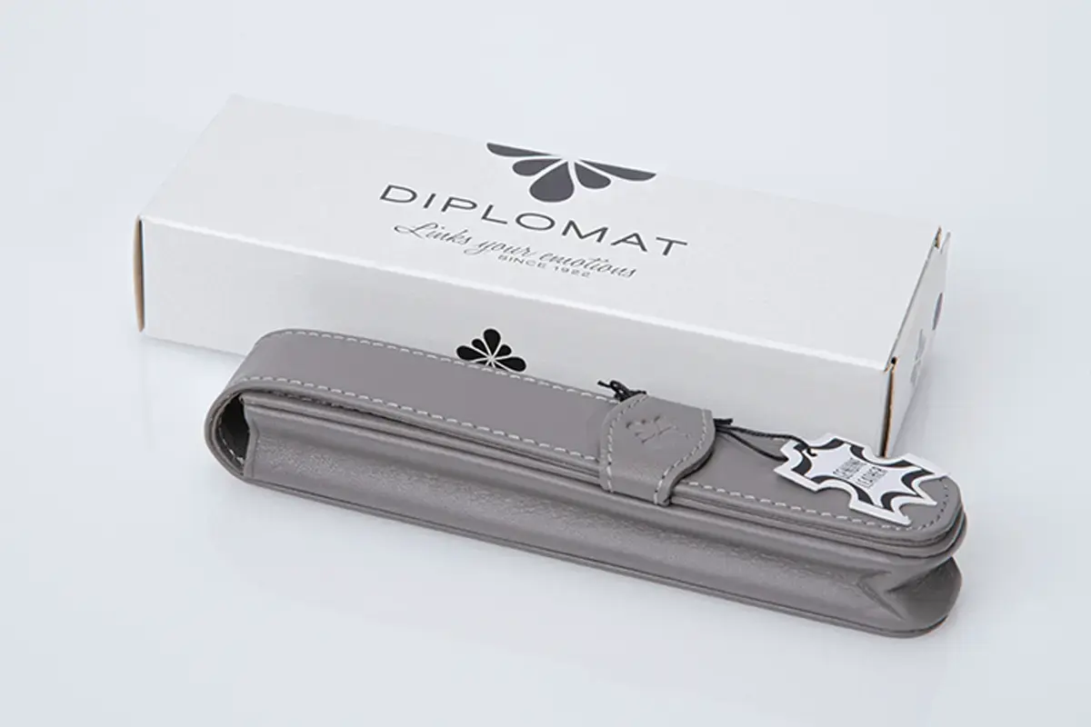 DIPLOMAT Etui cuir 1 stylo gris "Diplomat flower"