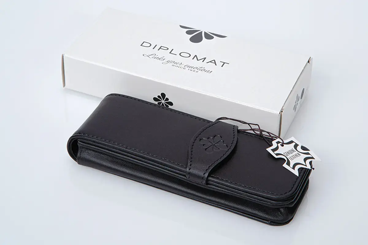 DIPLOMAT Etui cuir 3 stylos noir "Diplomat flower"