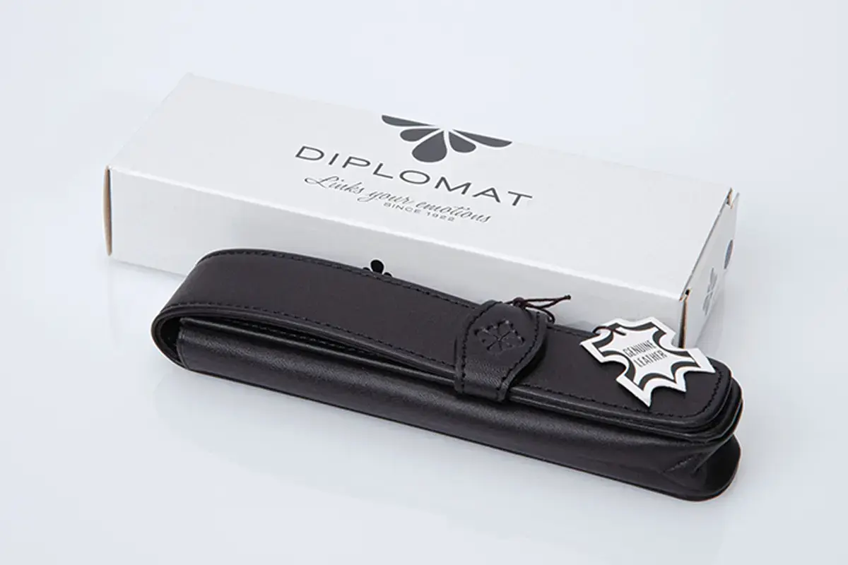 DIPLOMAT Etui cuir 1 stylo noir "Diplomat flower"
