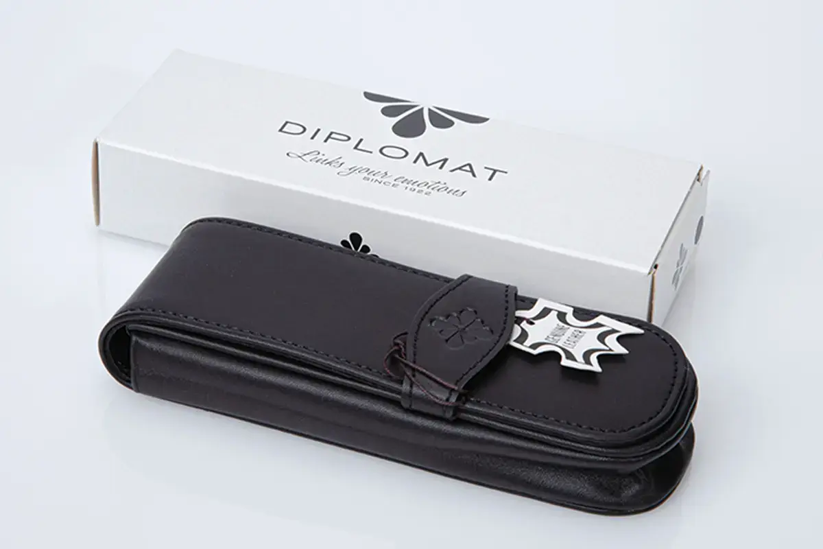 DIPLOMAT Etui cuir 2 stylos noir "Diplomat flower"
