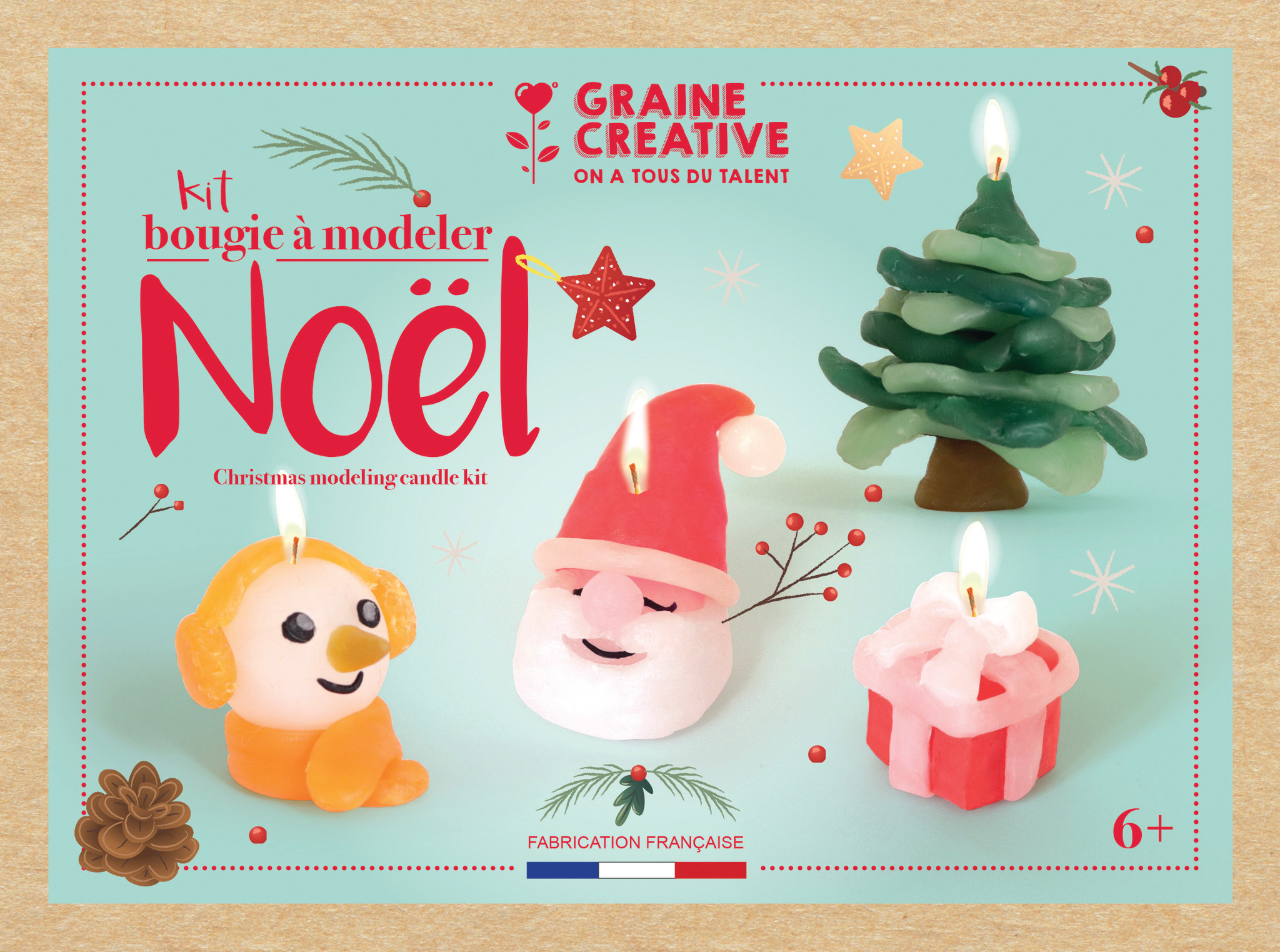 GRAINE CREATIVE Kit Bougie A Modeler Noel
