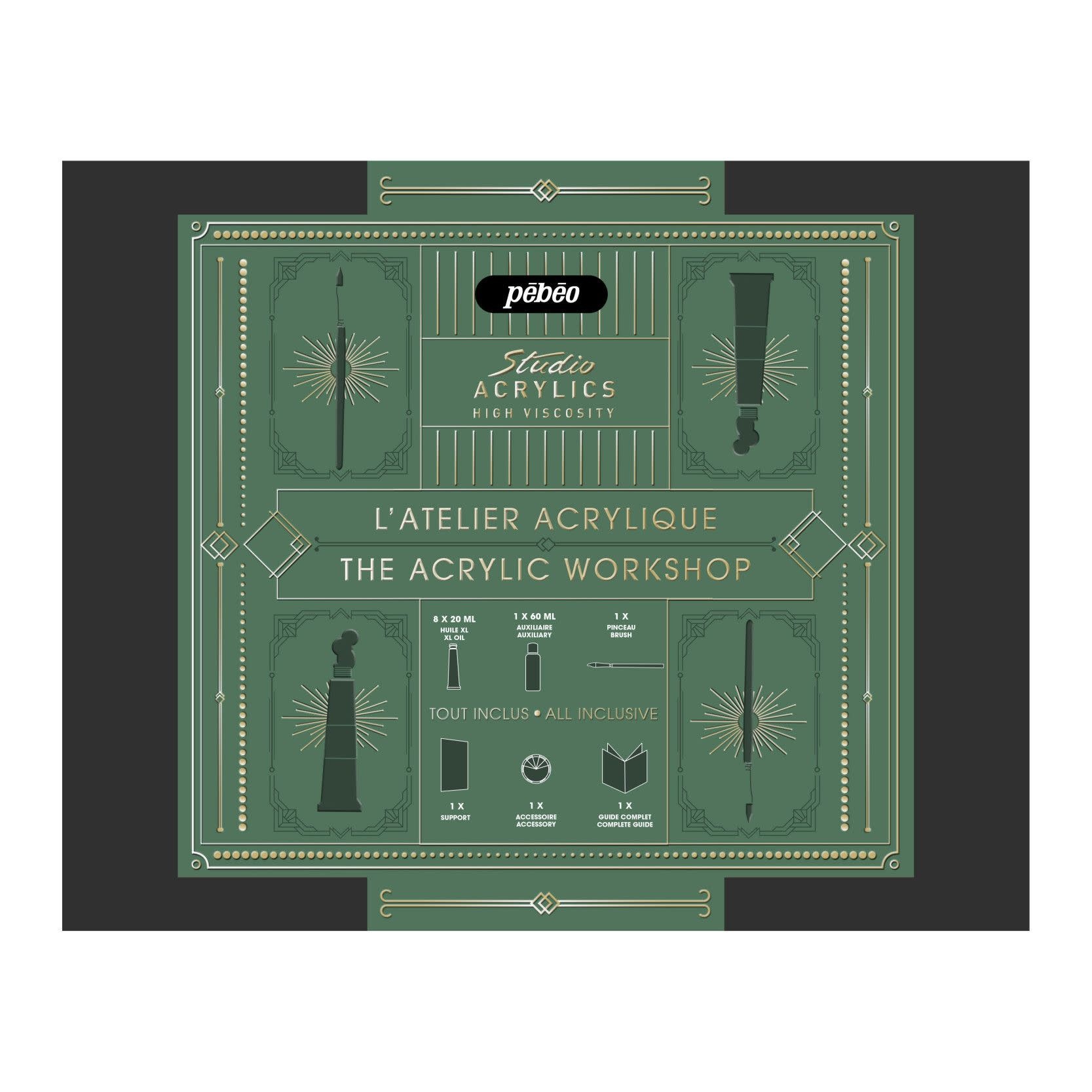 PEBEO Studio Acrylics Coffret Essentiel - Techniques De Base 8 x 20ml