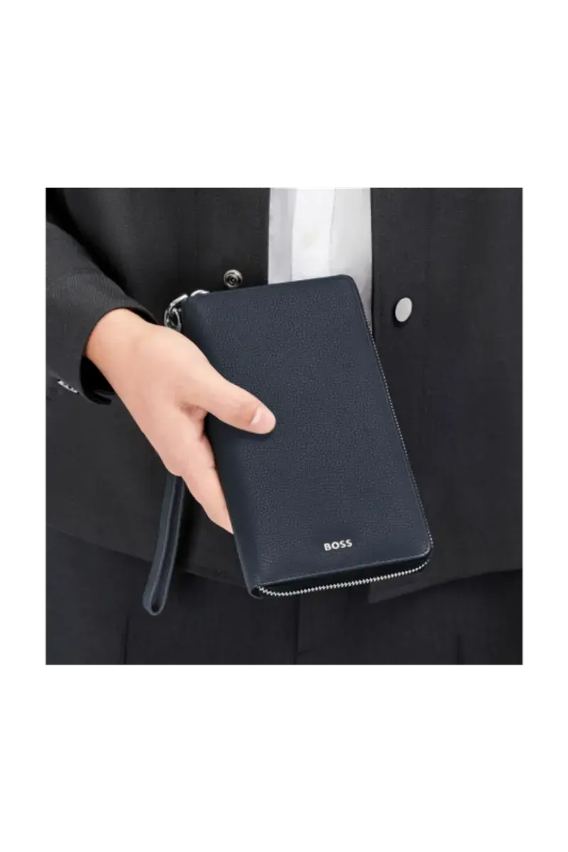 HUGO BOSS Portefeuille voyage Classic Grained Navy