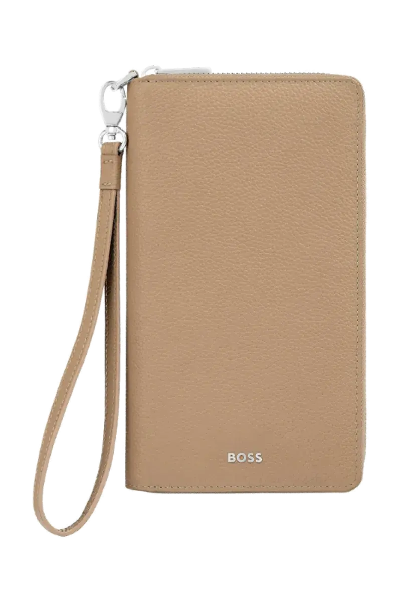 HUGO BOSS Portefeuille voyage Classic Grained Camel