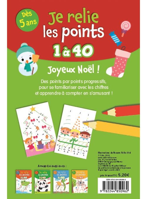 EDITIONS LITO Je Relie Les Points 1 à 40 - Joyeux Noël ! Dès 5 ans