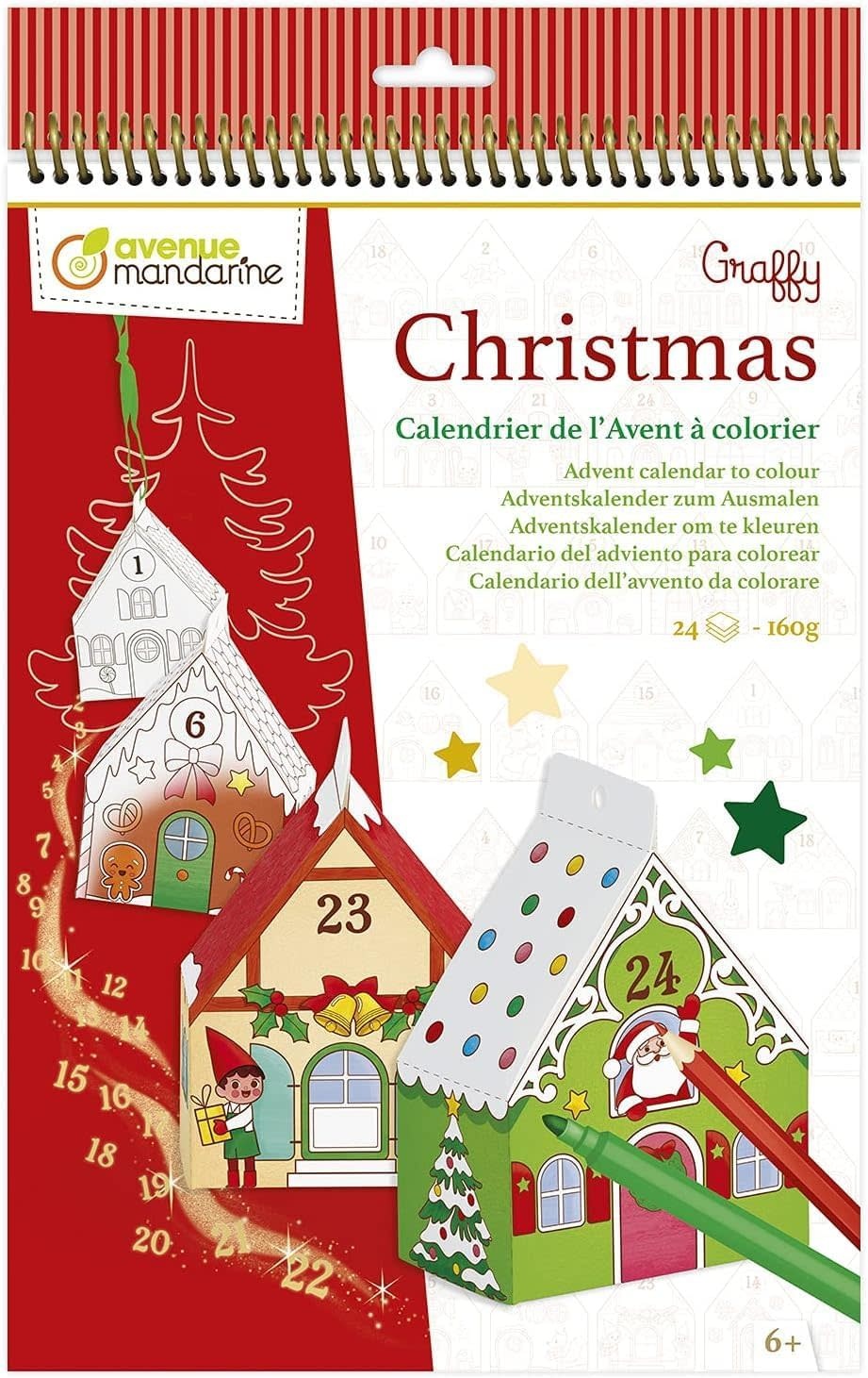 AVENUE MANDARINE Graffy Christmas, Calendrier de l'Avent à colorier