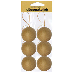 DECOPATCH Sachet de 6 boules avec cordon doré 6cm