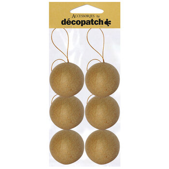 DECOPATCH Sachet de 6 boules avec cordon doré 6cm